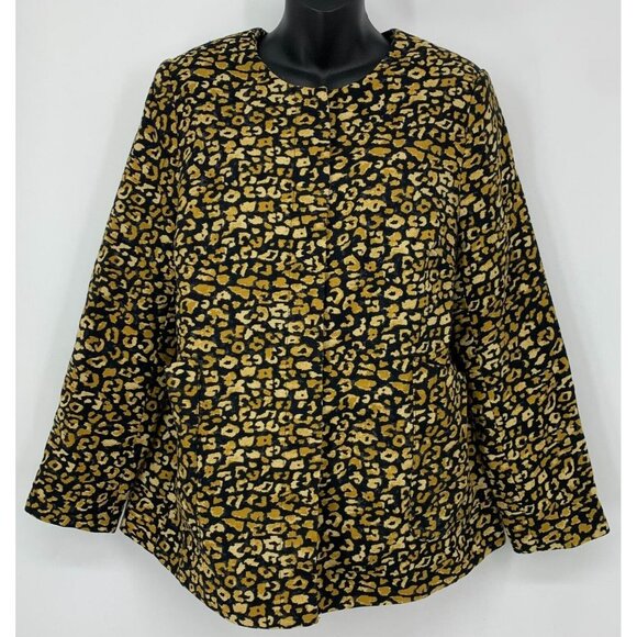 Who What Wear Frock Coat Plus Size X 0X Watercolor Cheetah Button Women New - Picture 1 of 8